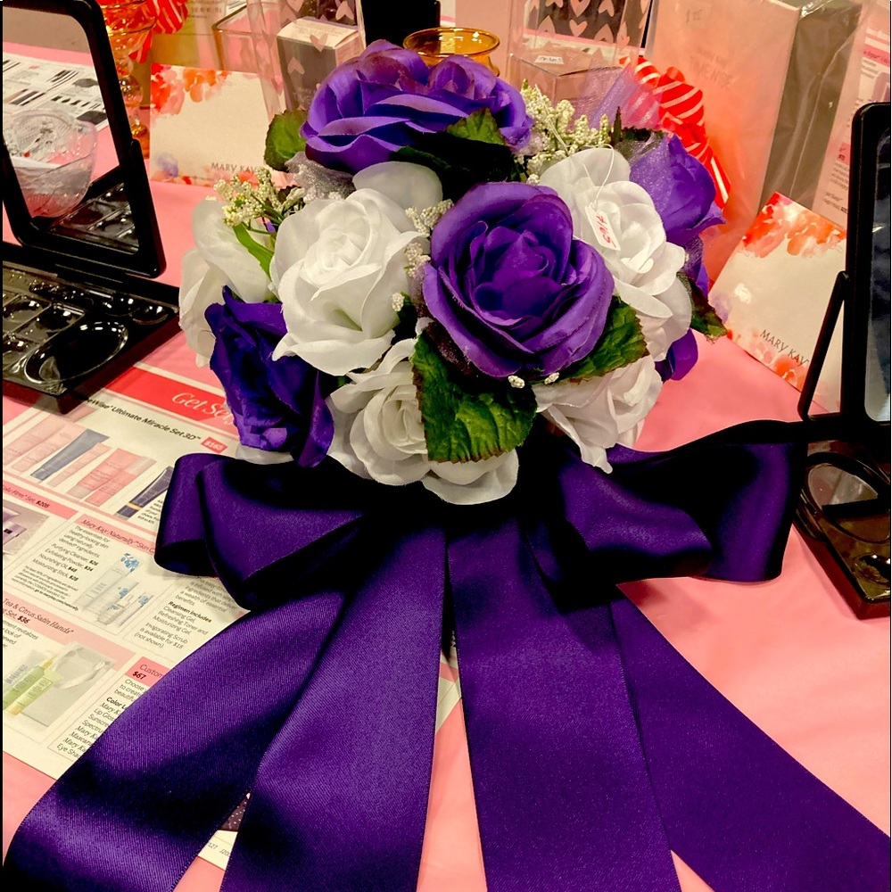 Beautiful Purple and White Rose wedding bouquet.
